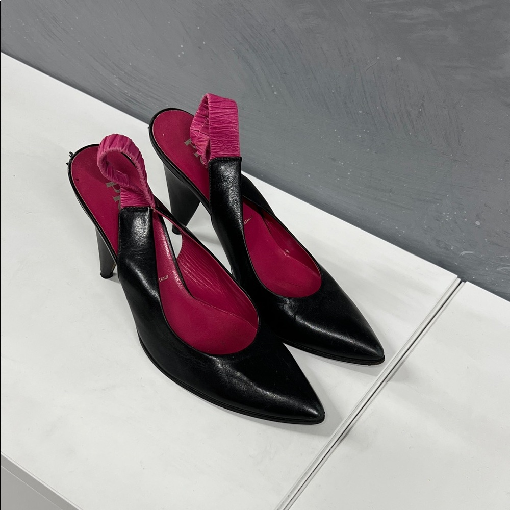 Prada Black & Pink Slingback Heels